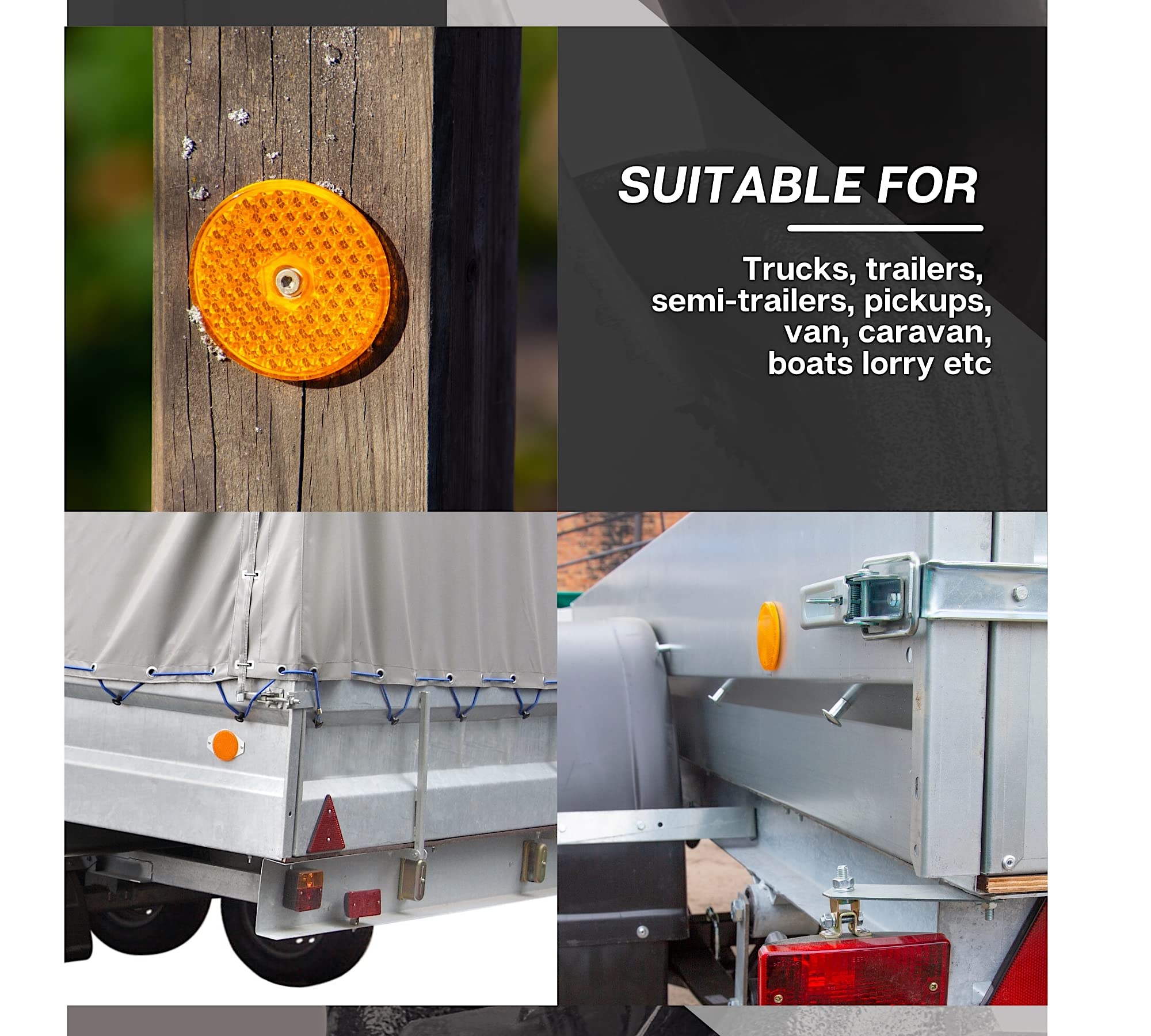 12 Pieces Truck Reflectors, Reflective Warning Plate, Reflectors For Trailers And Trucks Universal Plastic Redwhite Reflector Marker For Trailer 2