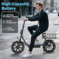 Vista 4 de VOLPAM Scooter eléctrico para adultos, scooter eléctrico plegable para adultos, motor de 500 W, velocidad de 22 MPH, rango de 27 millas, neumáticos