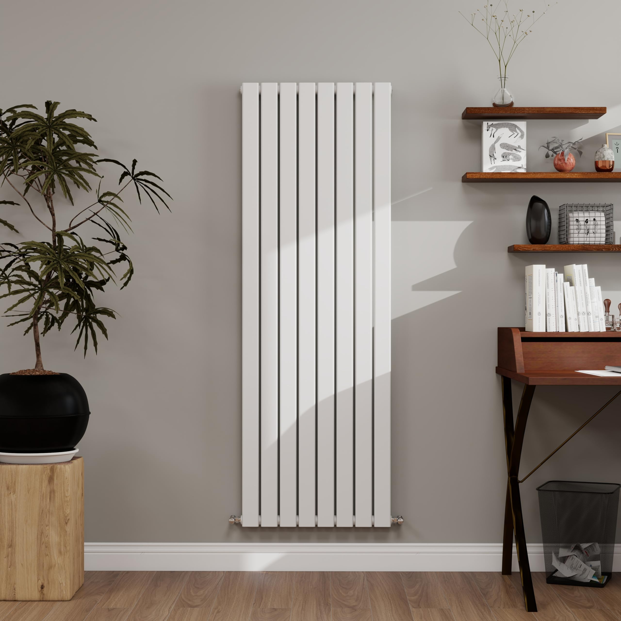 White Designer Radiator Vertical 1600ร544mm Single Flat Panel - Wall/Floor Mounted for Modern Multi-Scene & Central Heating 3491 BTU