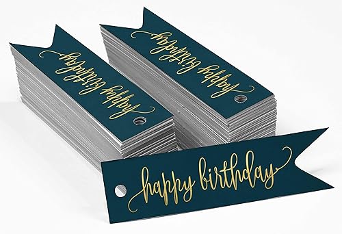 Miniatura 283 de Etiquetas de papel para colgar con texto en inglés «Happy Birthday», 100 unidades Azul,Aqua Blue,Negro -,azul, cerceta (Dark Teal Blue),Rosa