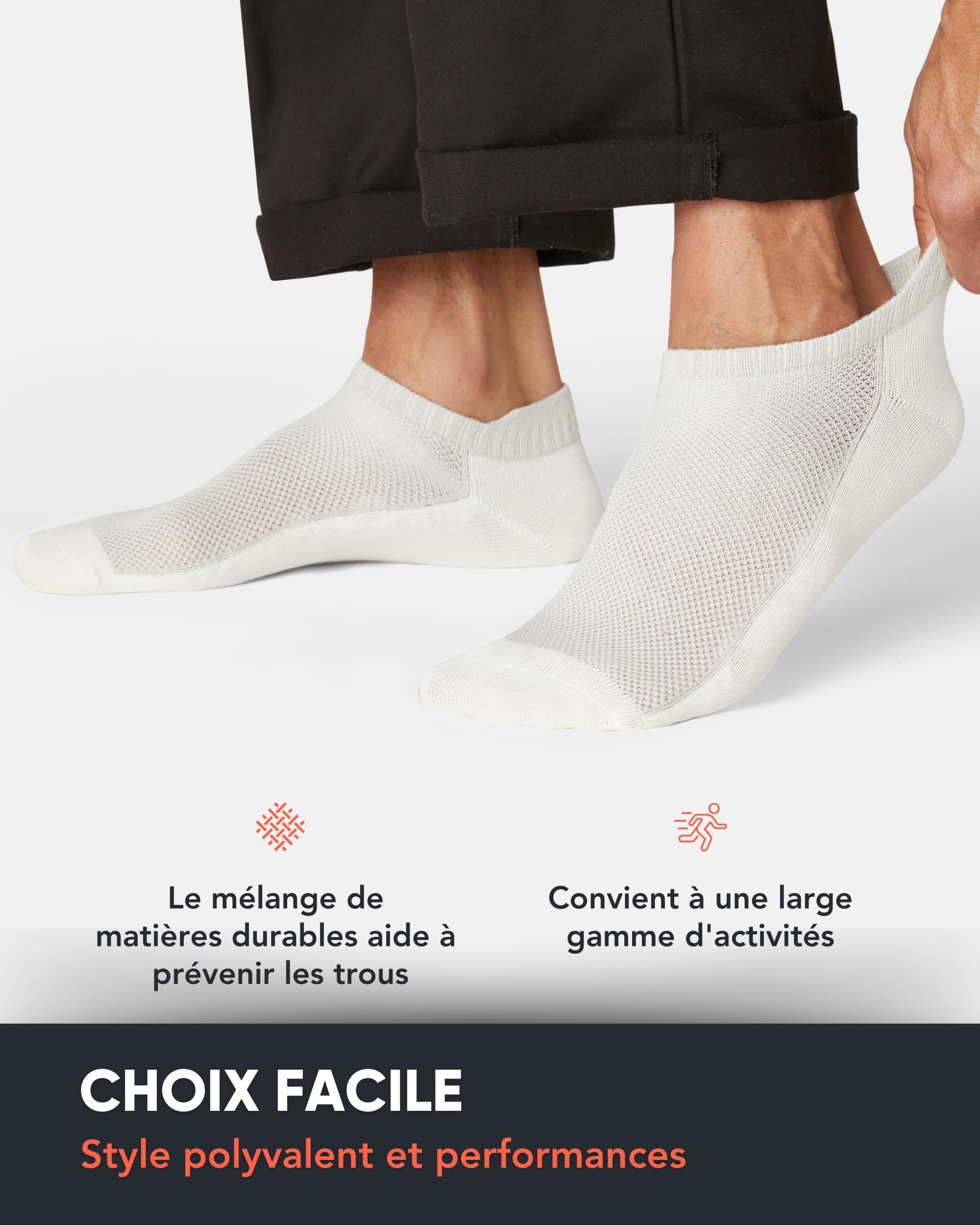 FM London Lot de 8 Paires de Chaussettes pour Homme en Bambou, Socquettes pour Homme, Chaussettes de Running, Respirantes, Résistantes aux Odeurs, avec Languette de Protection au Talon