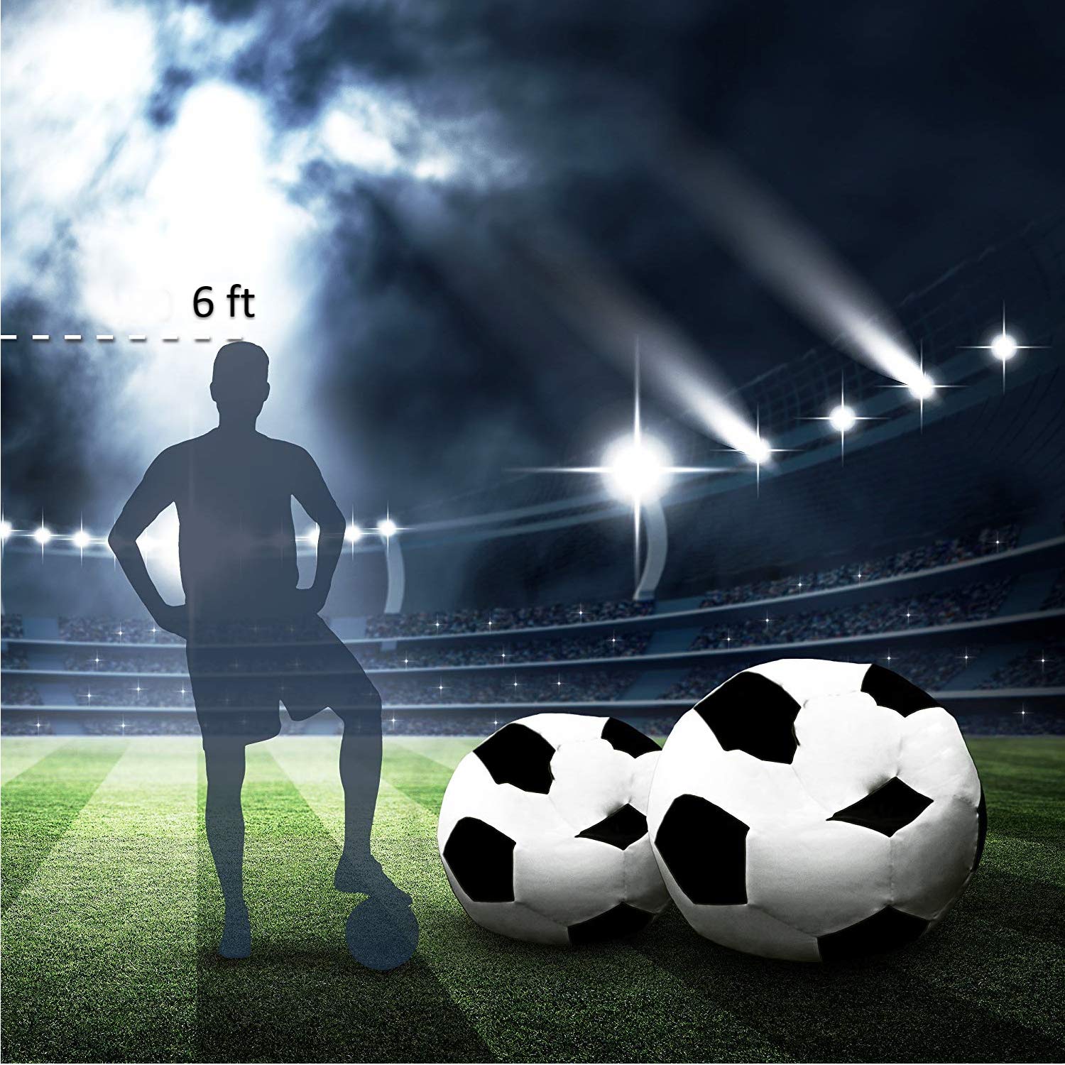 Lumaland Pouf de Luxe Football | Enfants & Adultes 90cm Bean Bag | Résistant à la saleté | Robuste et Polyvalent [Beanbag Football Petit]
