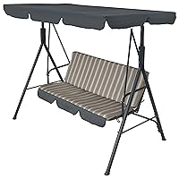 Gardenia Dondolo da Giardino a 3 Posti con Tettuccio Parasole Regolabile Inclinabile Marrone