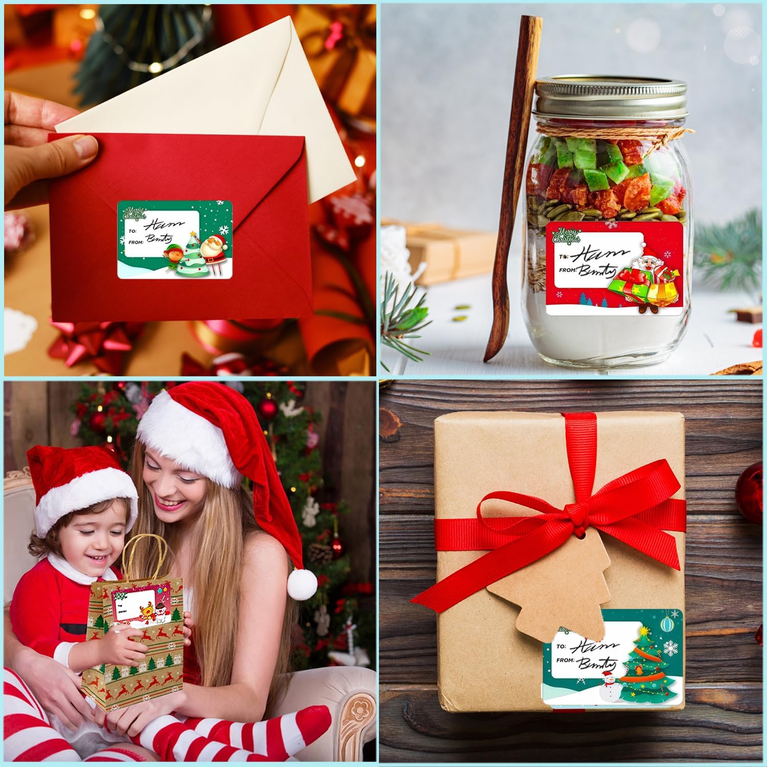 120 PCS Christmas Gift Tags Christmas Labels Stickers Xmas Name Gift Labels image 5