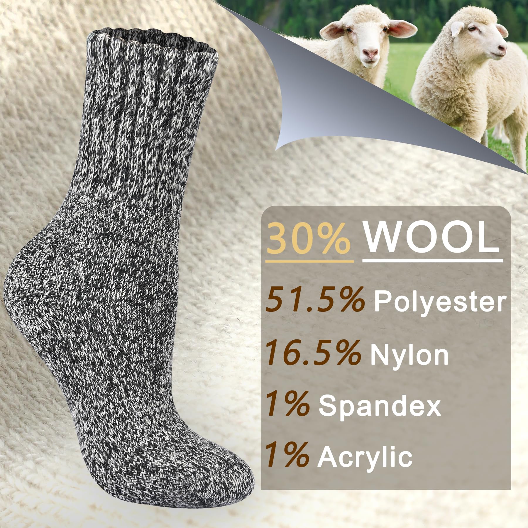 Calcetines térmicos para botas para mujer, calcetines cálidos para invierno, gruesos, para senderismo, jóvenes, 3/5 pares, 5-10