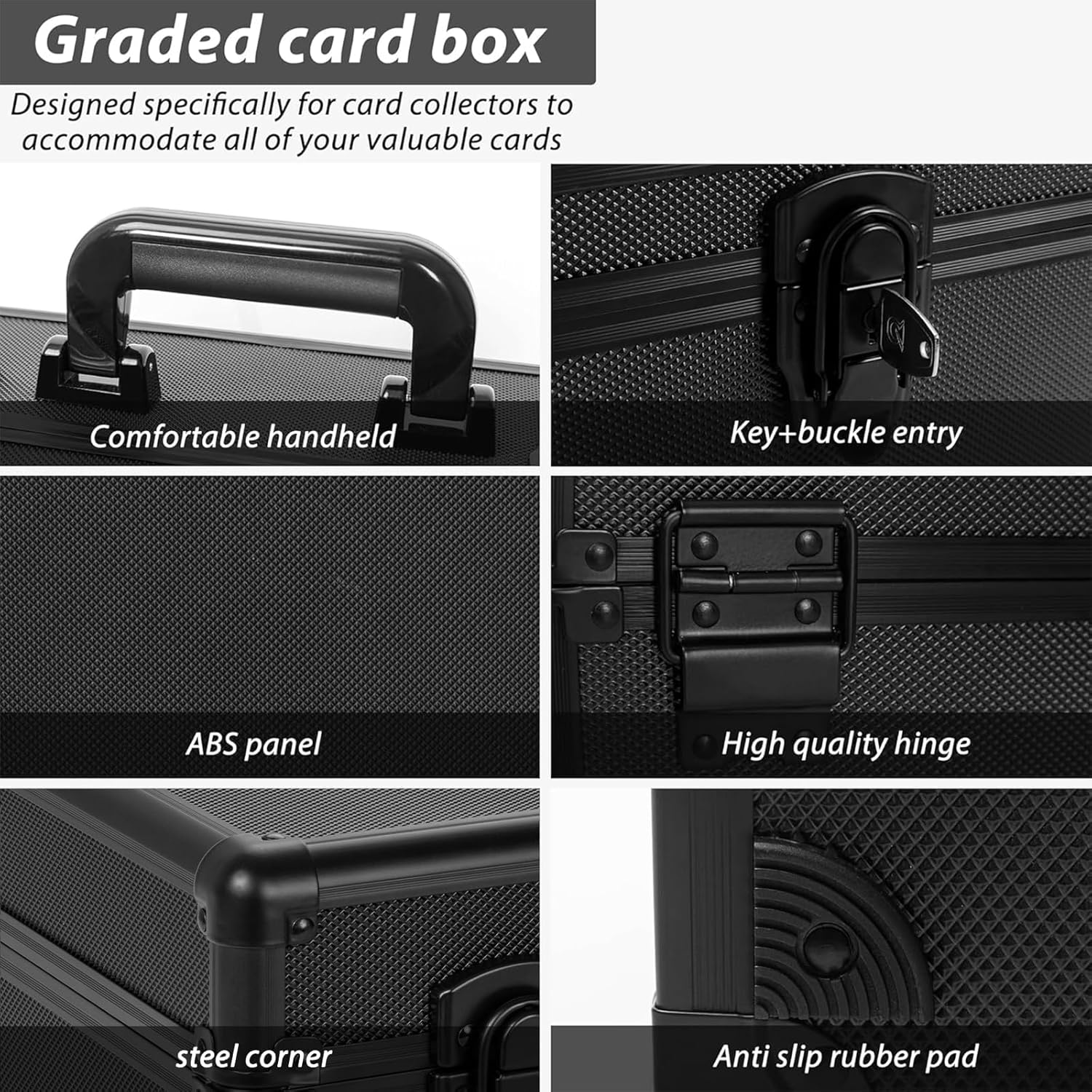 Graded Card Case - Aluminum Alloy Graded Card Storage Box Compatible with 150+ Card Slabs - Sports Trading Card Case Fits PSA, CSG, BGS