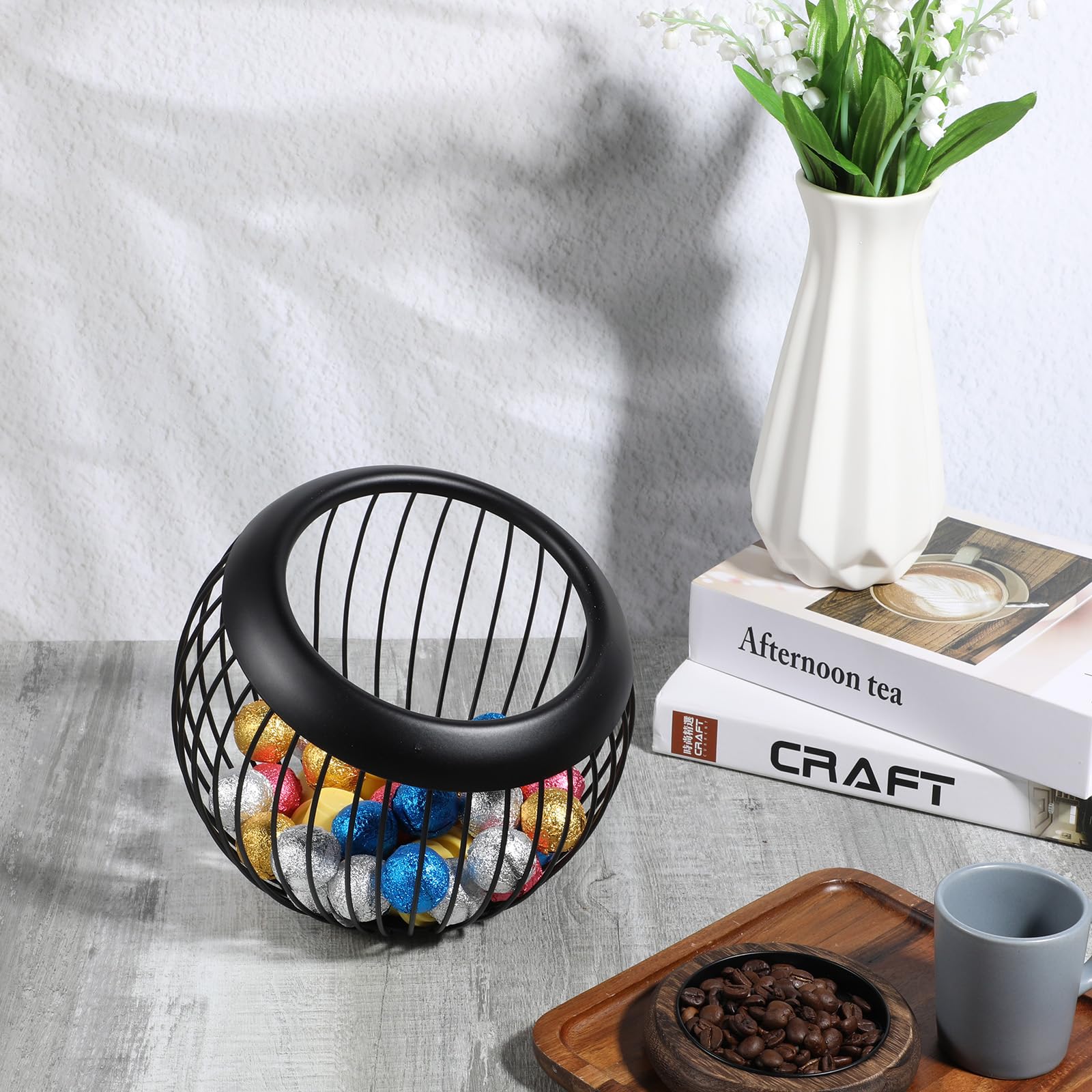 Molain Soportes para cápsulas de café para mostrador, soporte para cápsulas de café de gran capacidad y soporte para cápsulas de espresso, organizador de barra de café para almacenamiento de cápsulas