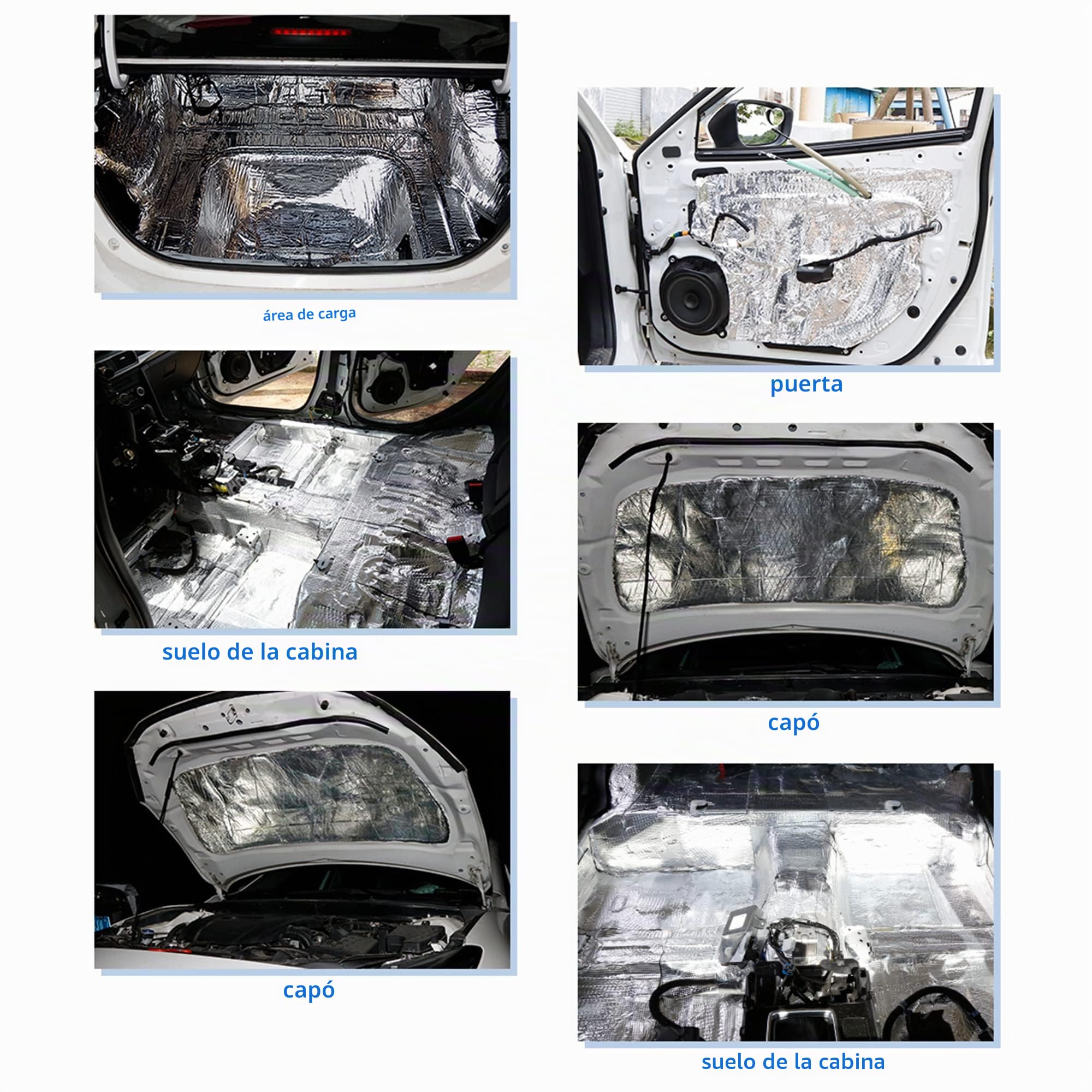sourcing map 200cm x 50cm Vehículo Insonorizante Forro Aluminio Papel Adhesivo 10mm de Espesor Espuma Aislante de Calor Aislamiento Térmico Acústico Amortiguación de Sonido 1㎡