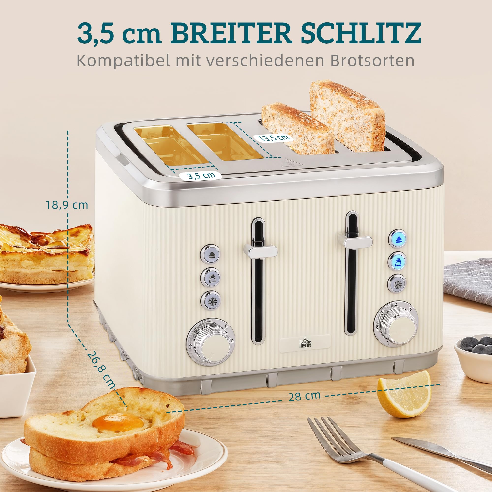 Ensemble bouilloire et grille-pain HOMCOM Bouilloire rapide 1,7 L 2200 W avec intérieur en acier inoxydable, filtre anti-calcaire, boîtier refroidissant, thermostat Grille-pain 4 tranches avec 7