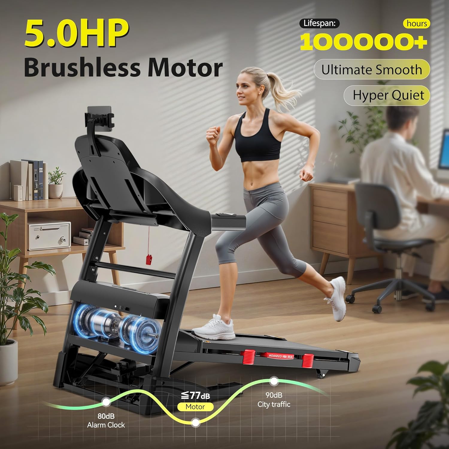 20% Incline Treadmill for Home with Fan, 400lbs Capacity Folding Treadmill, 5.0 HP Running Machine, 18’’ Wide Belt, 0.6-12MPH, APP, Space Saver Design, Brushless Fan & Knee Support