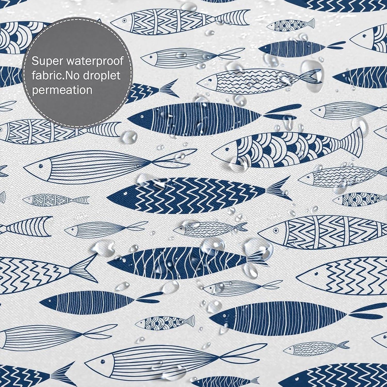 Ocean Fish Shower Curtain,Nautical Theme Underwater World Marine Life Print Shower Curtain for Bathroom Decor Fabric Waterproof Upholstery Hook 72x72in
