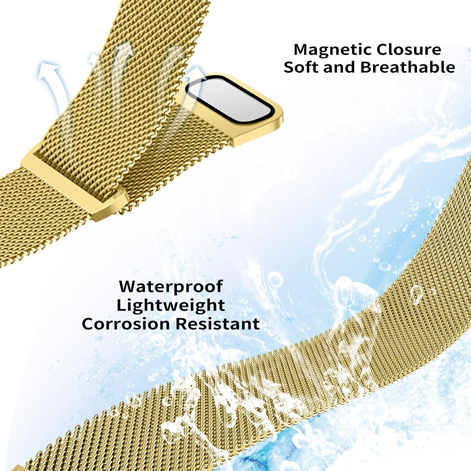 Magnetic Band for Women Compatible with Apple Watch Band 38mm 40mm 41mm 42mm 44mm 45mm 46mm Milanese Stainless Steel Loop with Bling Protective Case, Dressy Metal Strap Replacement iWatch Band image 4