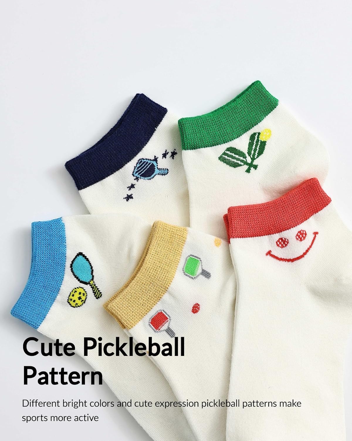 Moyel Pickleball Gifts for Women 5 Pairs Funny Cute Pickleball Ankle Socks Size 5-8 Novelty Crazy Womens Socks Accessories - Image 4