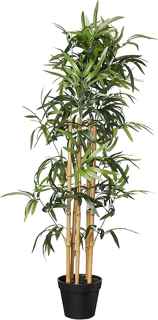 Amazon Basics Artificial Fake Bamboo Plant with Plastic Planter Pot, 100 cm