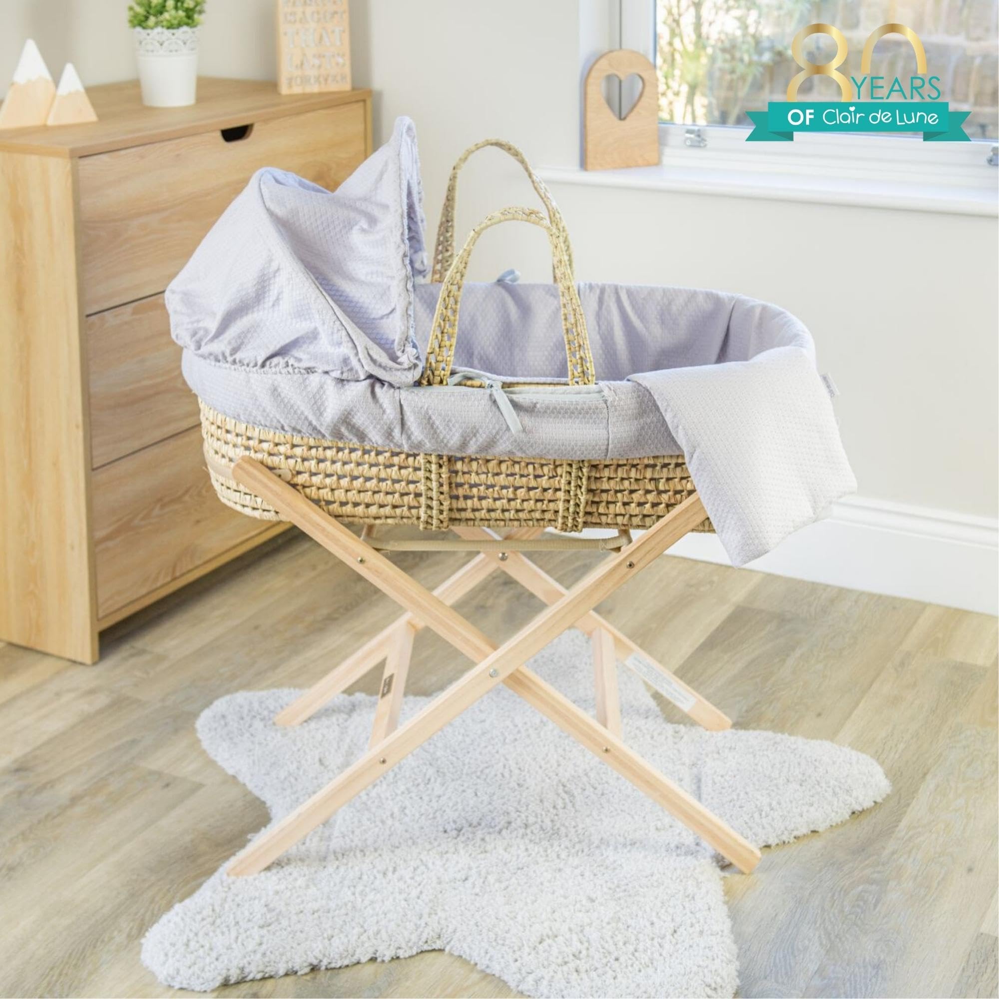 Clair de Lune Cotton Dream Couffin en palmier Gris 75 x 28 cm