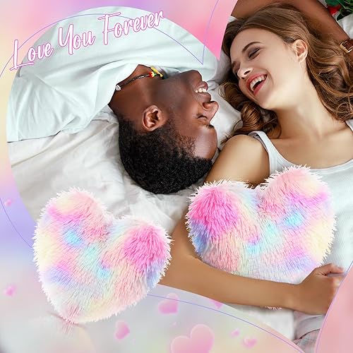 Miniatura 3 de Marsui 2 almohadas esponjosas de corazón en forma de corazón, lindo cojín de peluche de corazón, almohada decorativa de corazón, regalo para el día