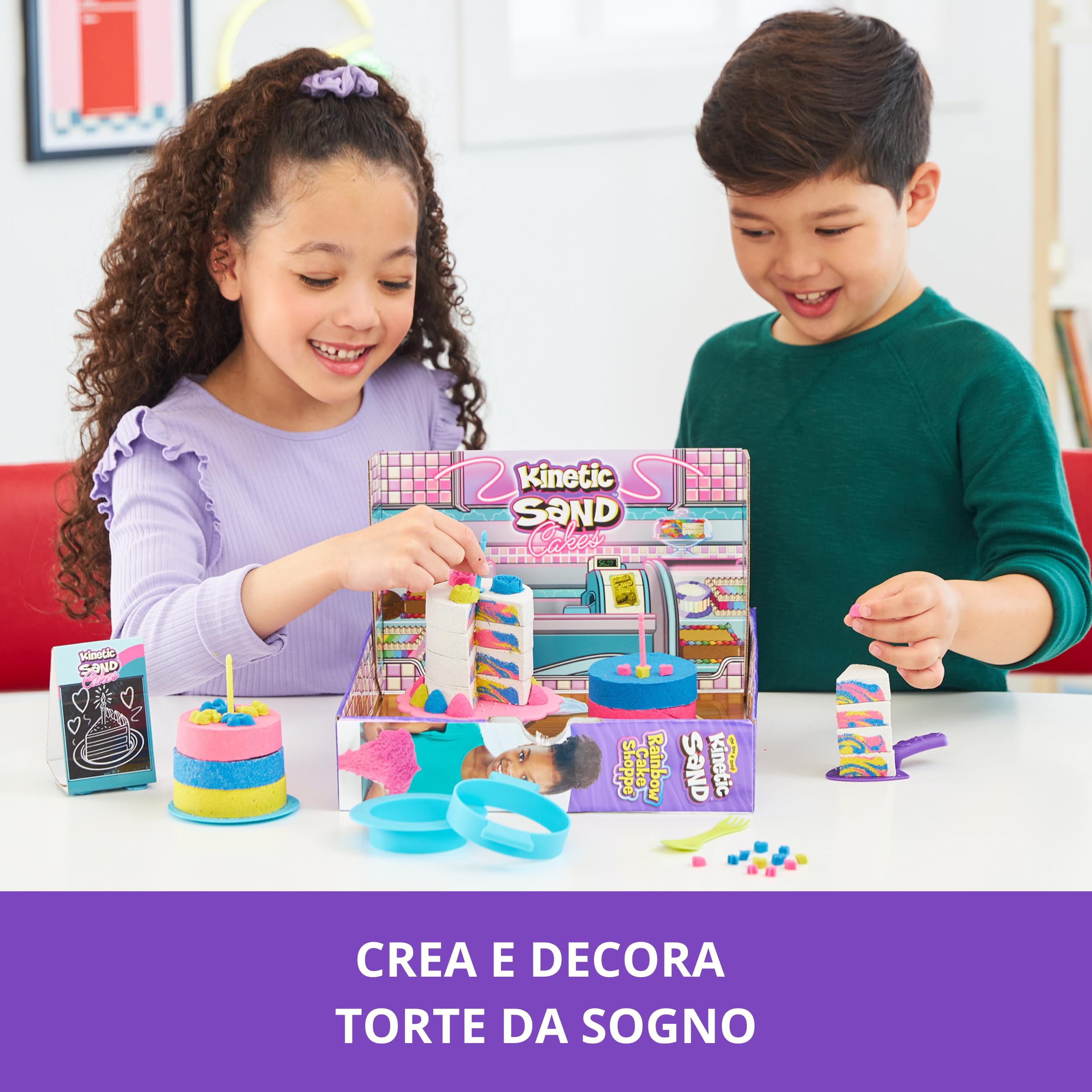 Kinetic Sand Sabbia magica - Rainbow Cake SHOPPE - 680 g di sabbia gialla, rosa, blu e bianca aroma di vaniglia - Kit fai da te per bambini giocattoli sensoriali - 6068029 - Giocattoli per bambini 5