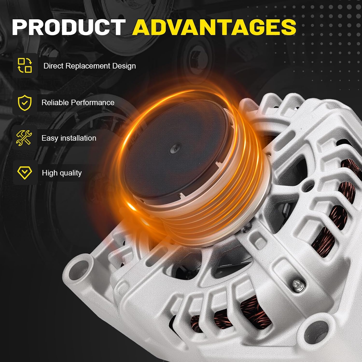 130 Amp Alternator Compatible with Chevrolet Cruze 2012-2015 1.4L Cruze Limited 2016 1.4L Replaces 11654N 13573791 13577411 13581891 13588290 13597227 CW Rotation 5-Groove Pulley