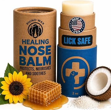 Rhino Wax - Dog Nose Balm for Dogs or Cats - Natural Snout Soother 2oz Tube - Healing Dry, Cracked, Irritated Noses - Also Works Great on Cats - Natural Ingredients - Lick-Safe - Made in USA