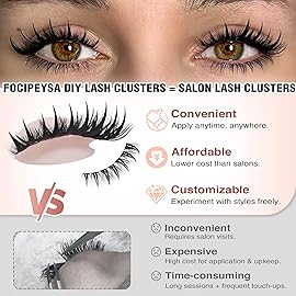 Focipeysa Manga Lash Clusters Natural Spike Eyelash Extensions Wispy Eyelashes Cluster Fluffy Lashes Extensions C-curl Clusters Lash Extensions Cosplay Individual Lashes (225pcs 10-16mm C-curl)