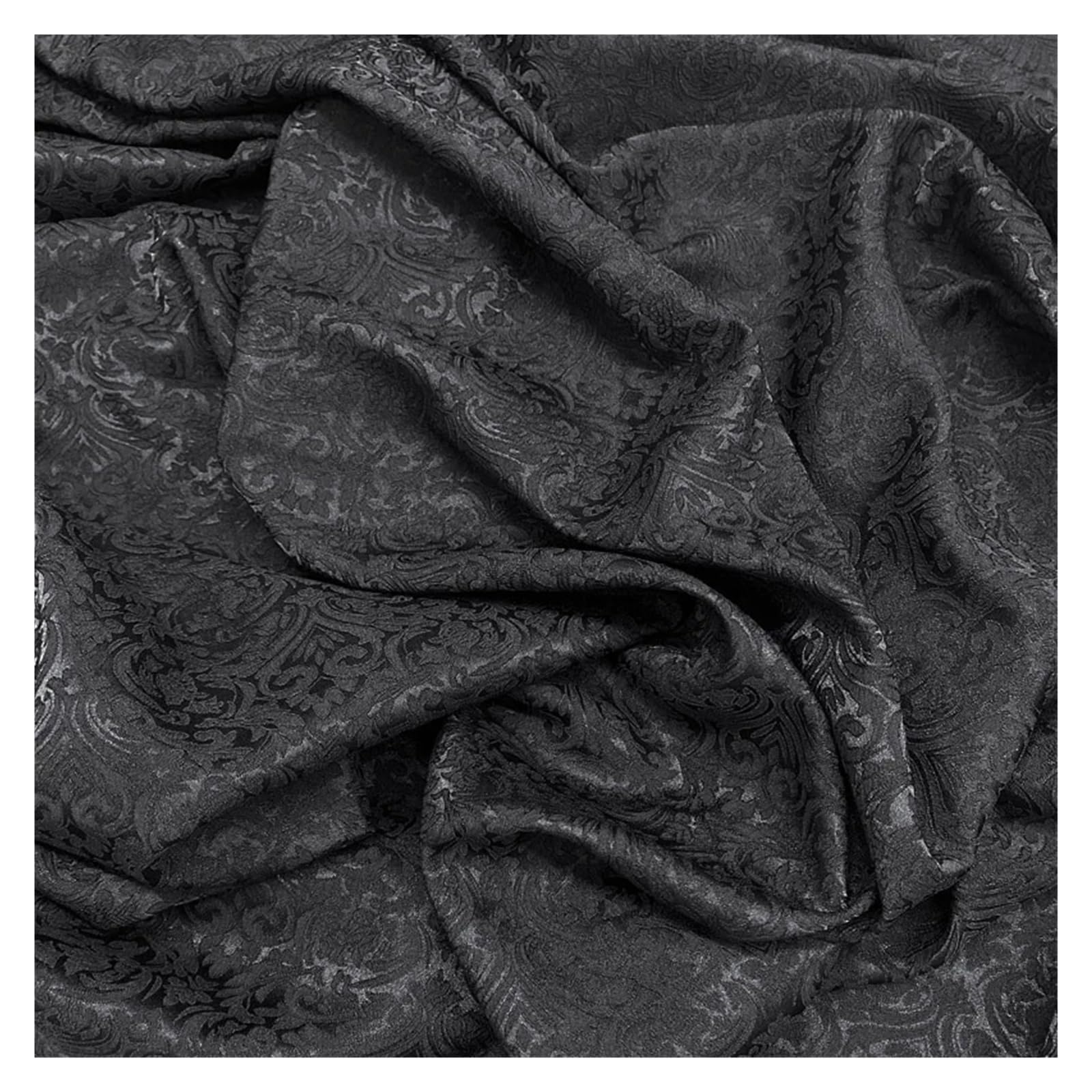 Tkanina brokatowa, żakardowa, poliestrowa | Czarny 150 cm x (1-10) jardów: draperia i szycie(150cmx5yard)