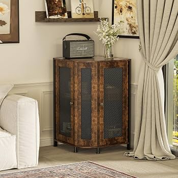 Corner Wine Bar Cabinet Industrial Metal Mesh Doors LOKO Corner Wine ...