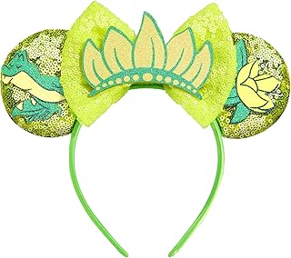 Mouse Ears Headband,Princess Tiana Ears for Women Girls Boys,Princess Tiana Party Decorations for Party Trip Parks Cosplay Accessories