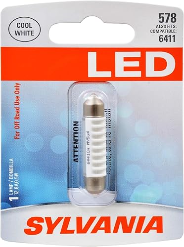 SYLVANIA - Bombilla LED festoon 578 de 41 mm blanca mini - LED blanco brillante - Ideal para iluminación interior - Mapa, cúpula, carga y placa de