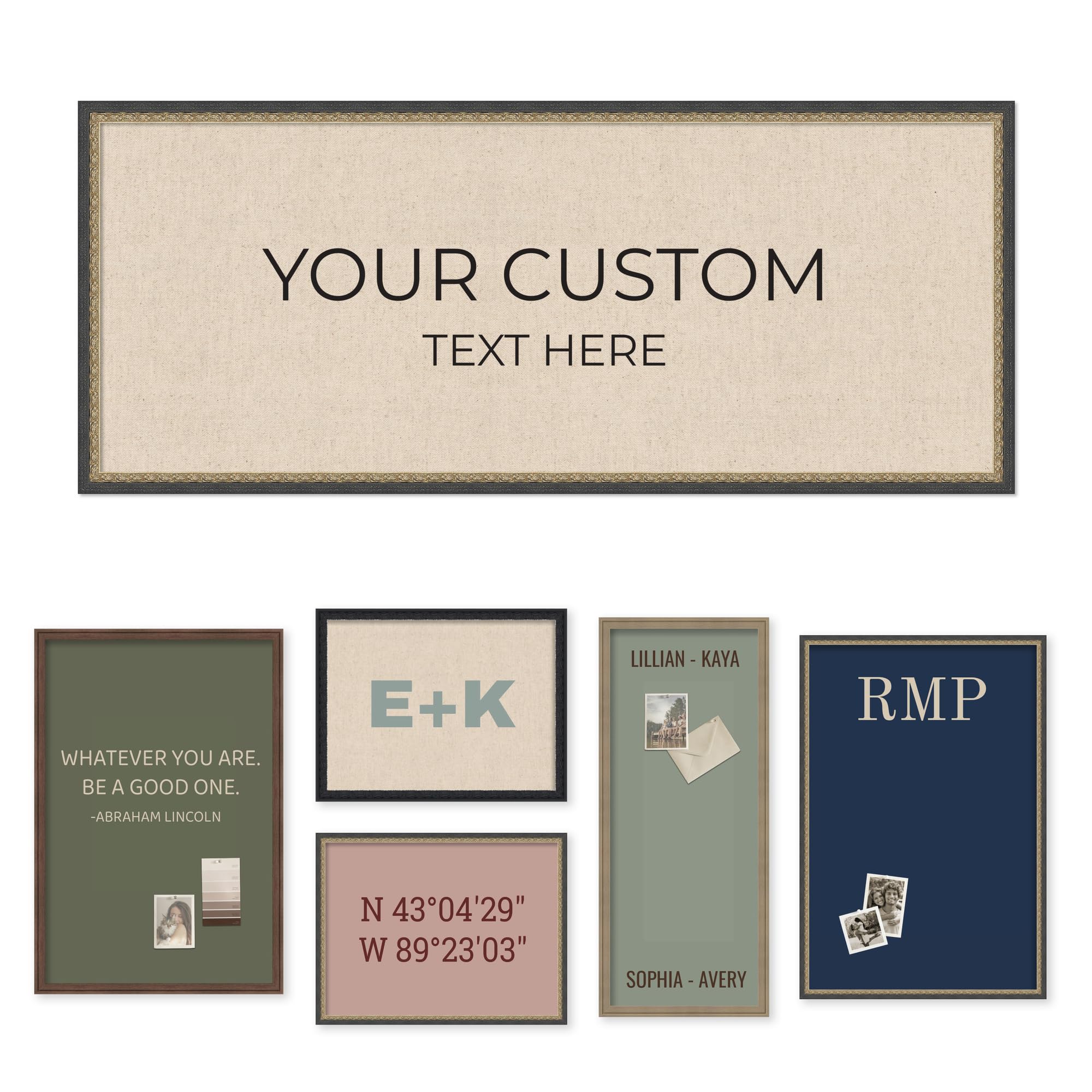 Kate and Laurel Personalized Pinboard Neutral Weave 18 x 42, Customizable Text Bulletin Board, Wall Organizer and Custom Poster Gift for Use as Wall Art, Cork Board, Vision Board, Dorm Decor