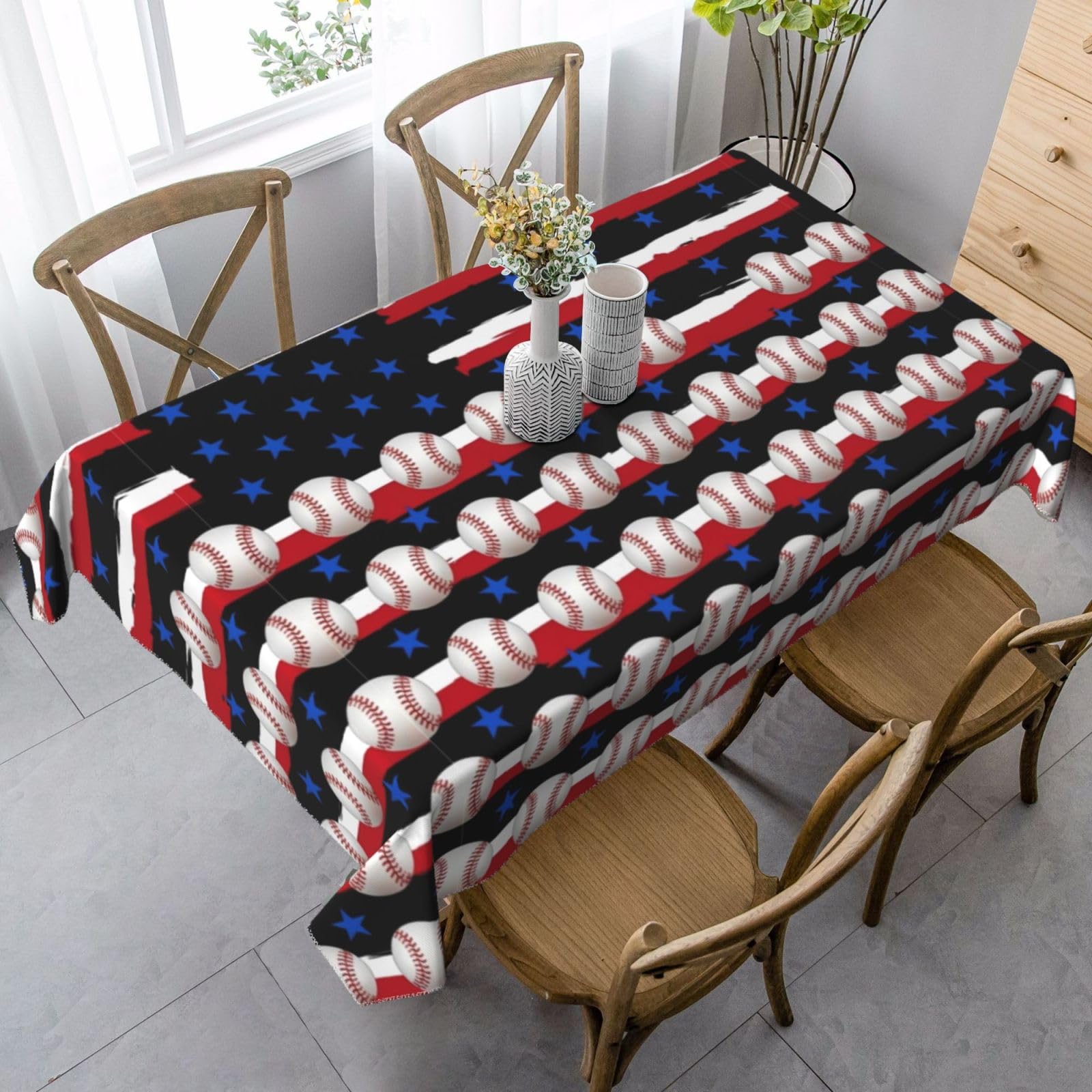 Nappe baseball drapeau américain 137x183 cm rectangulaire lavable