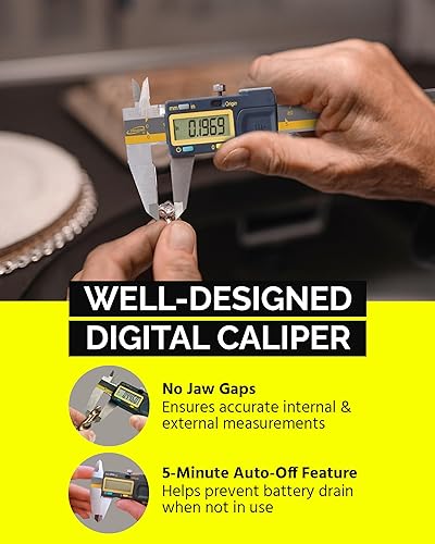 Vista 7 de iGAGING Absolute Origin - Calibrador digital de 0 a 6 pulgadas, acero inoxidable IP54, puerto de salida SPC/USB, modos métricos y pulgadas, funda