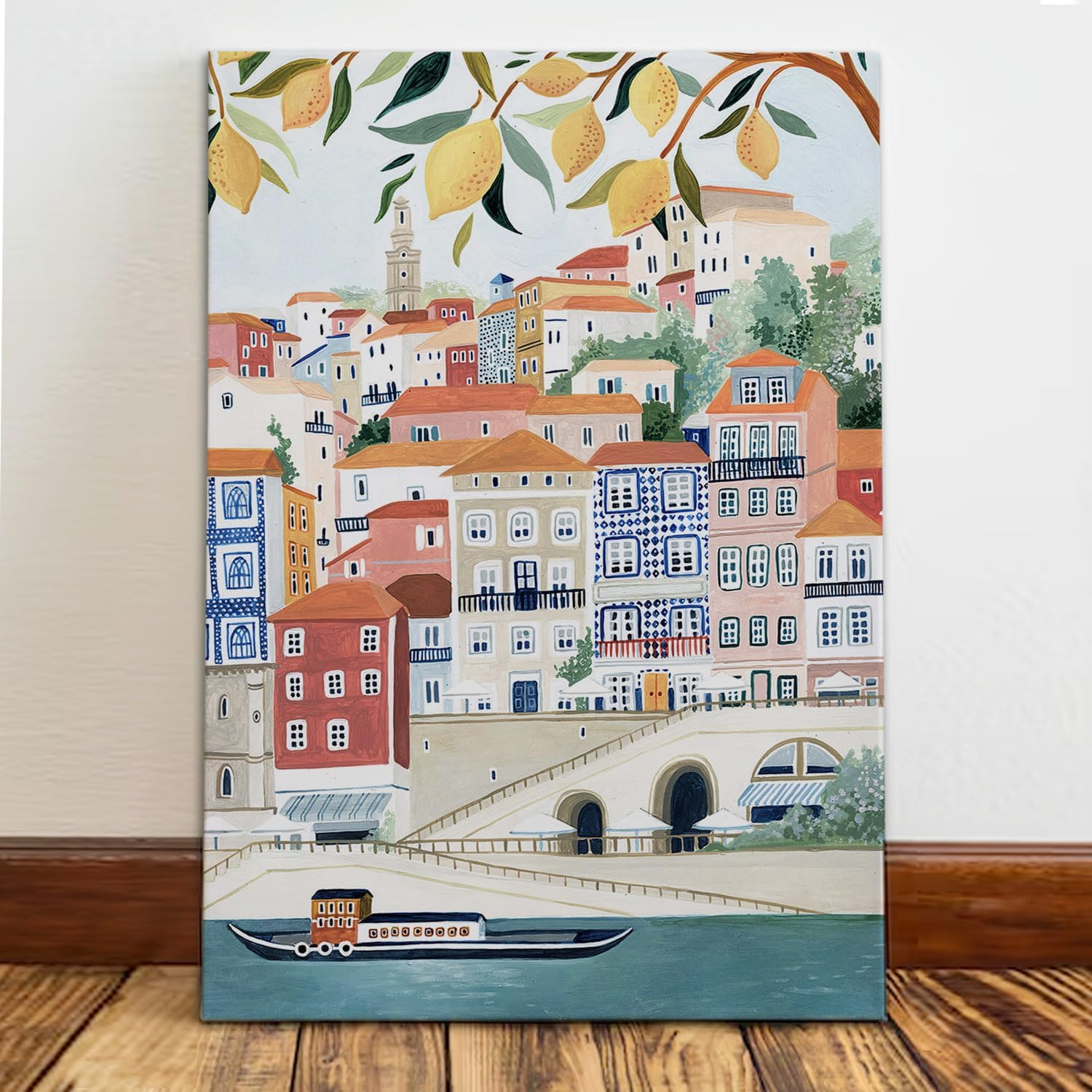 Porto City Canvas Wall Art Print, Framed Painting for Living Room, Home Office Decor (24x36)