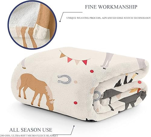 Miniatura 4 de Manta de caballo, suave y cálida manta de felpa de forro polar de 60 x 50 pulgadas, manta de franela suave y acogedora para cama, sofá, oficina,