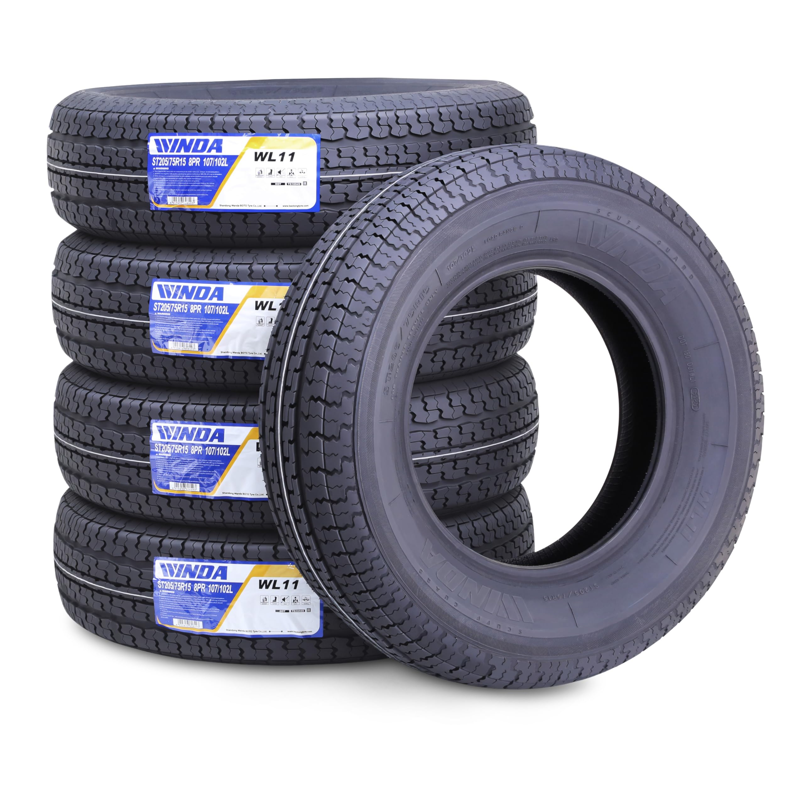 WINDA Premium Trailer Tires ST 205/75R15 8-Ply Load Range D