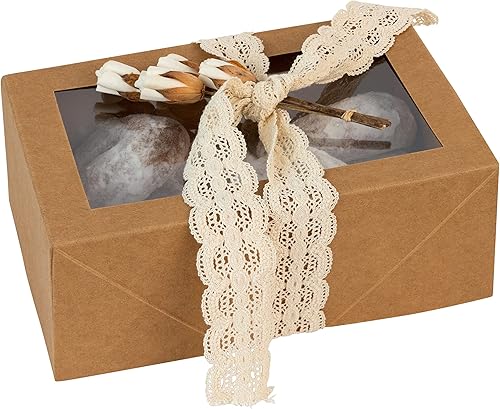 Miniatura 7 de Hammont Cajas rectangulares prémium para panadería (paquete de 8)  Cajas blancas de 7.5 x 5 x 3 pulgadas con ventana transparente  Cajas de regalo