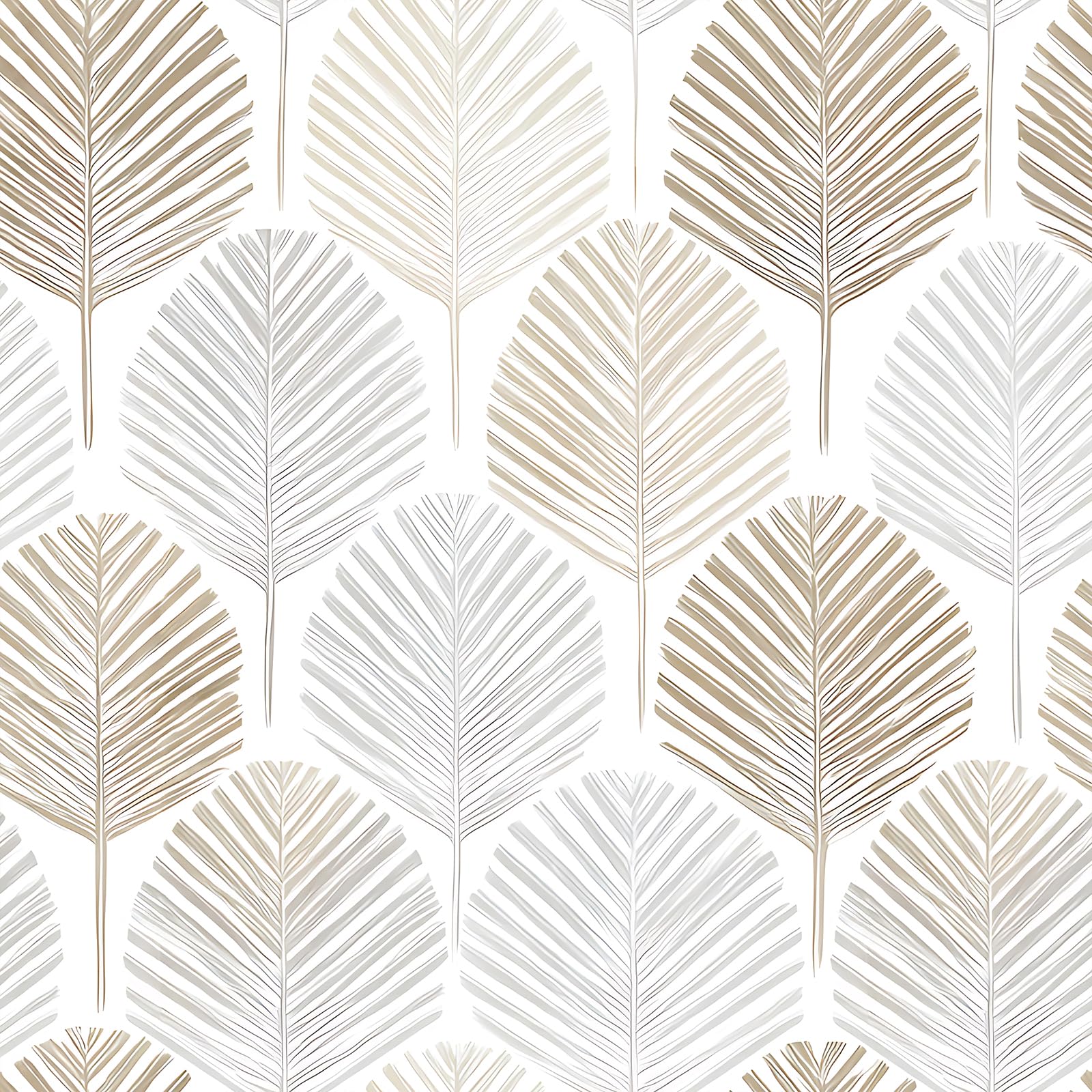 Boho Leaf Wallpaper Farmhouse Gold Palm Leaf Wallpaper Peel and Stick Gray and Beige Bohemian Foliage Contact Paper for Furnitures Self Adhesive Bedroom Living Room Wall Covering 17.7"x157"