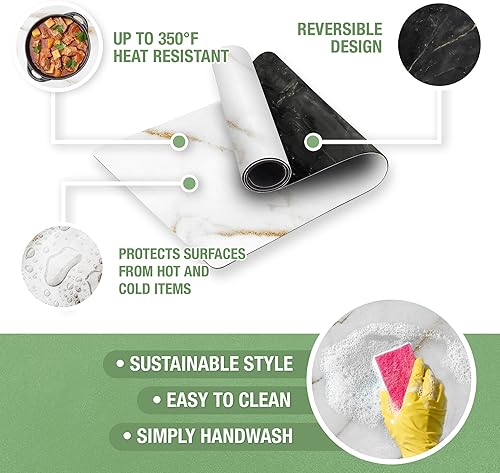 Miniatura 6 de RIMONA'S Camino de mesa resistente al calor, impermeable, protector de mesa, salvamanteles a prueba de calor 350F para platos calientes y ollas,