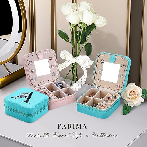 Miniatura 6 de Joyeros para mujer, joyero azul, caja organizadora de joyas personalizada, caja de joyería pequeña de artículos esenciales de viaje, joyero de viaje