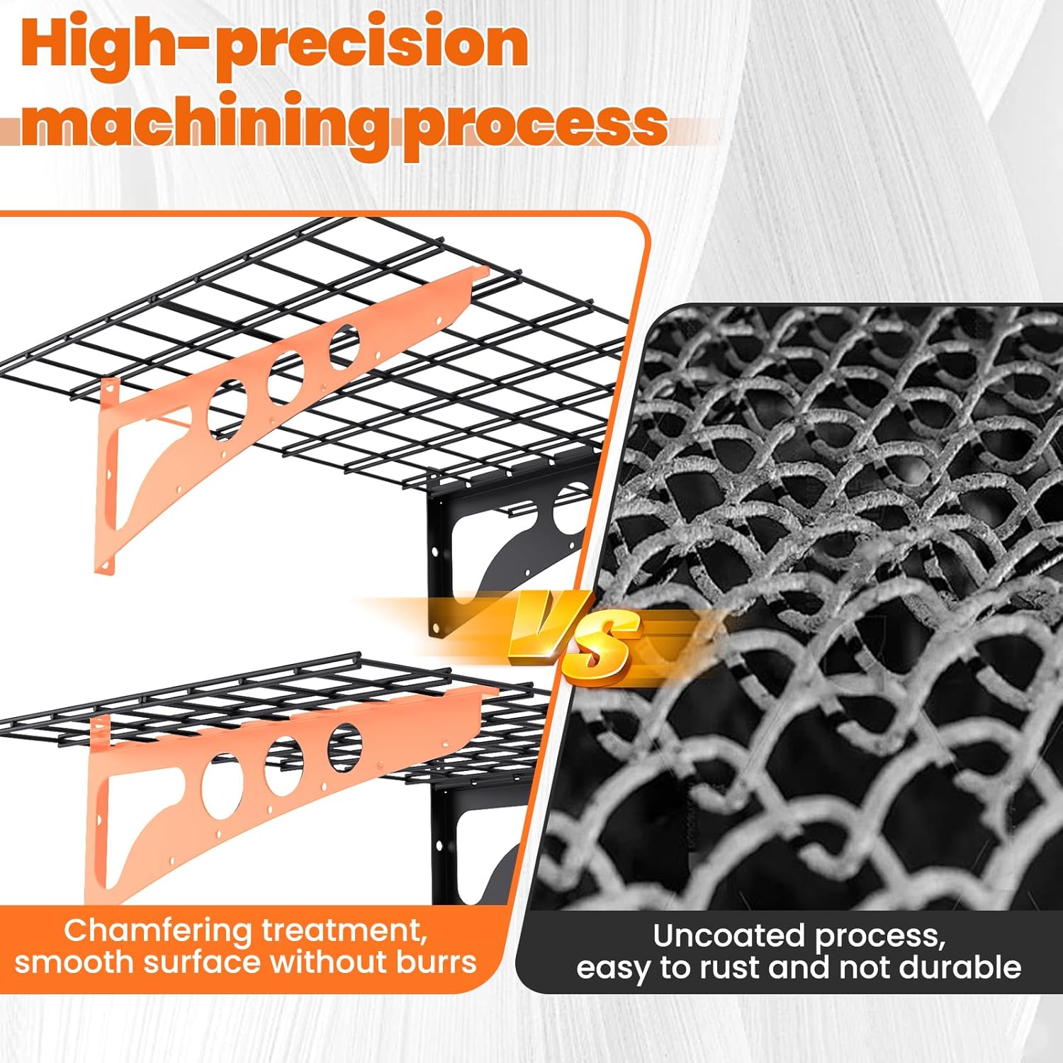 2x4ft Garage Shelving Wall Mounted,47" *24" Heavy Duty Walls Shelf Storage Rack,1100LBS Shelving Wall Mounted for Garage,Kitchens,Storeroom,Basement,Rust-Proof,Easy Installation - Image 5