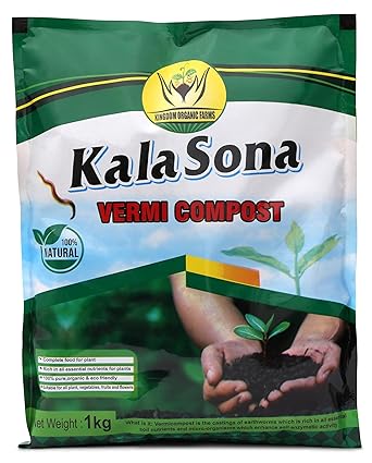 Kala Sona Premium VermiCompost - 1 kg | Improves Water Retention & Soil Quality | Suitable for Indoor & Outdoor Garden Plants | Prepared with Finest Earthworms & Cow Dung | 100% Organic Compost Manure - image, photos