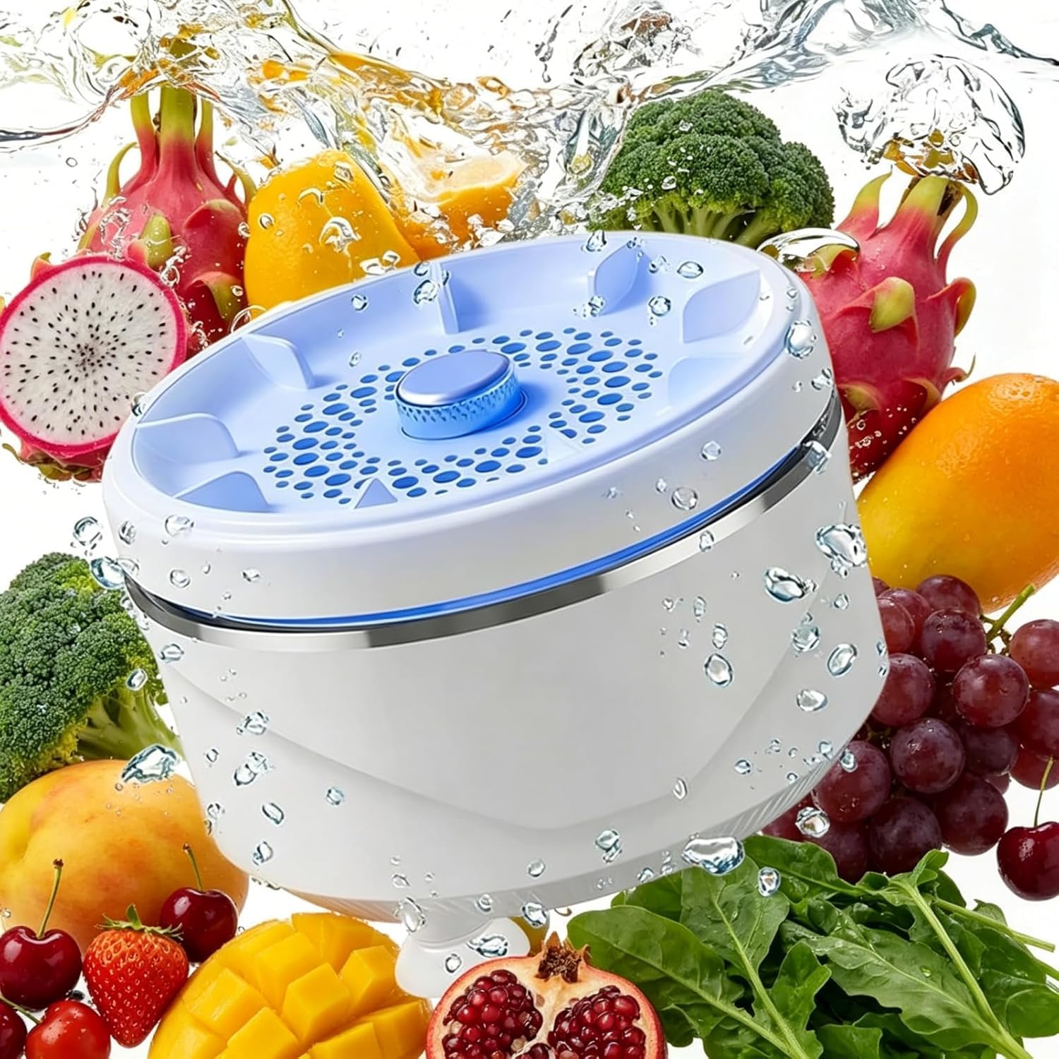 Photo 1 of HGZHNAT Cordless Fruit and Vegetable Washing Machine, Vegetable Cleaner Device, Portable Automatic Fruit Washer, Waterproof Washing Machine for Fruits, Vegetables, Meat and Tableware