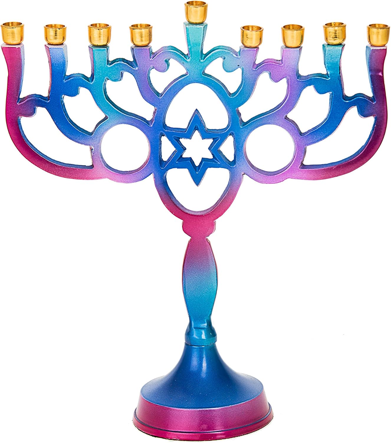 Legacy Judaica Blue and Pink Metal Chanukah Menorah for