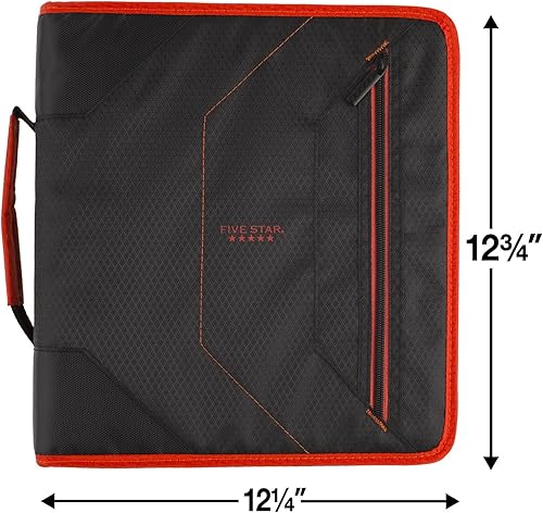 Miniatura 7 de Five Star - Carpeta con cremallera, 3 argollas de 2 pulgadas y carpetas de archivos extraíbles, duradera, rojonegro (29036CE8)