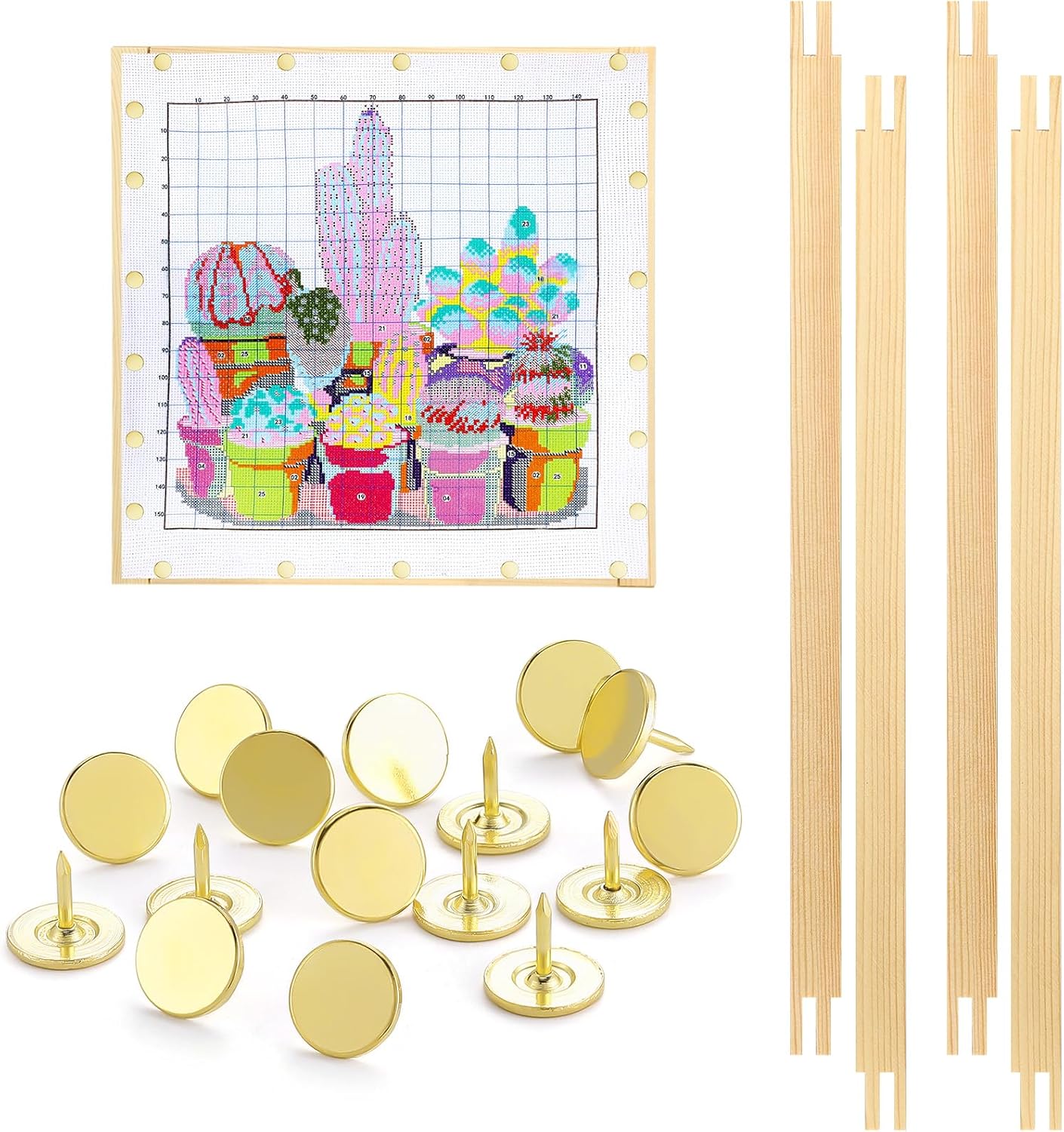 Glooglitter 2 Sets Stretcher Bars for Needlework with Thumb