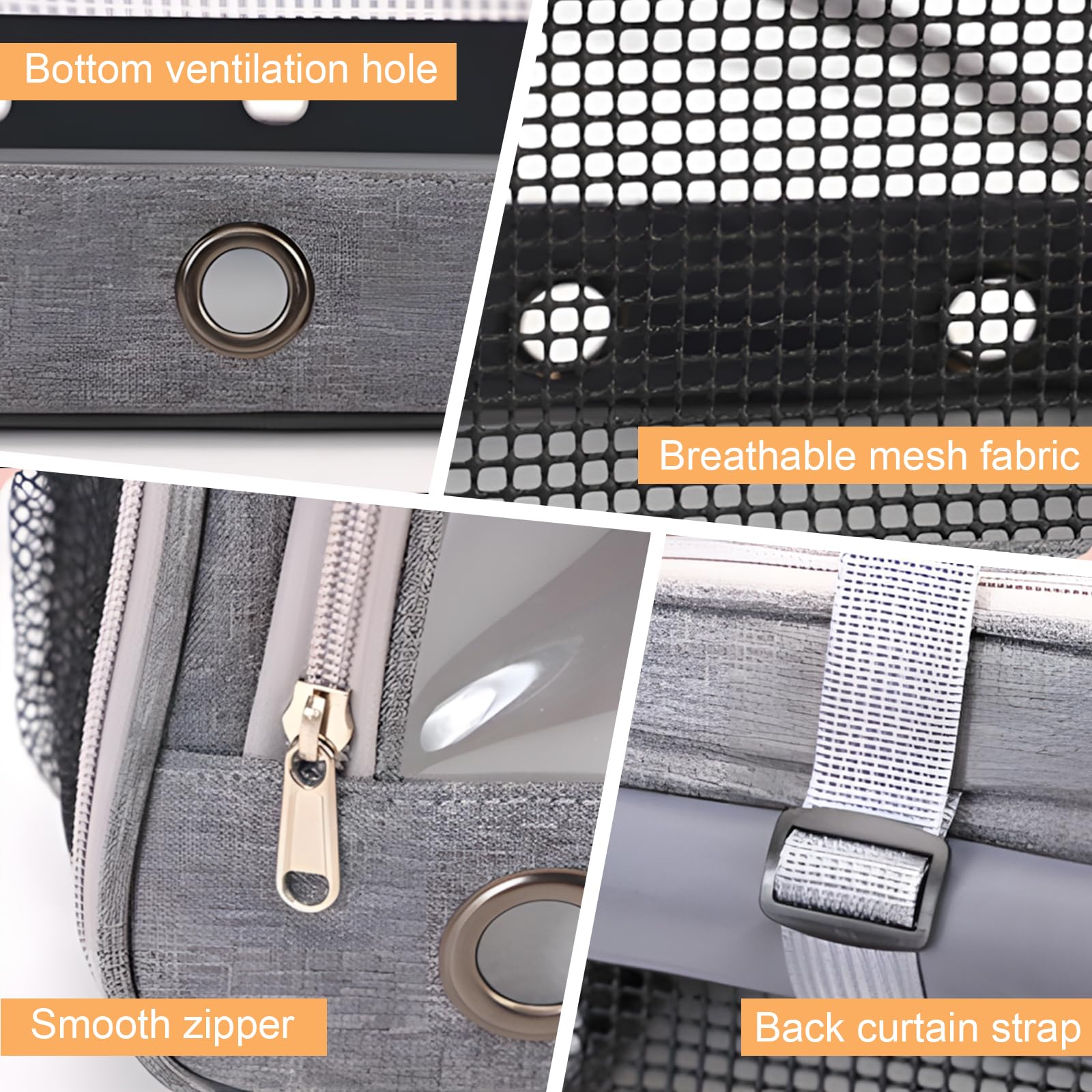 Sac de Transport pour Petits Animaux 35×23×25 cm Souple et Pliable avec Ouverture Latérale pour Chaton Chiot Hamster Cochon d’Inde Lapin Oiseau Hérisson, Gris