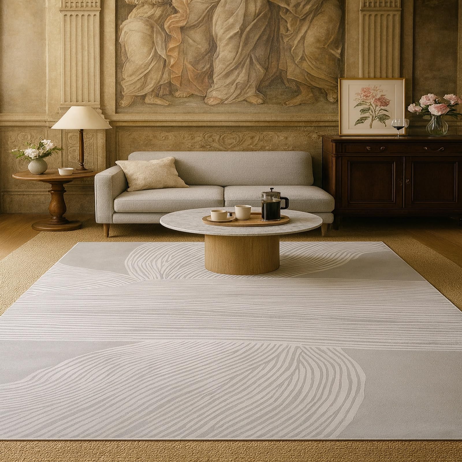 Tapis de chambre moelleux 200 x 290 cm pour créer un salon cosy abstract gray
