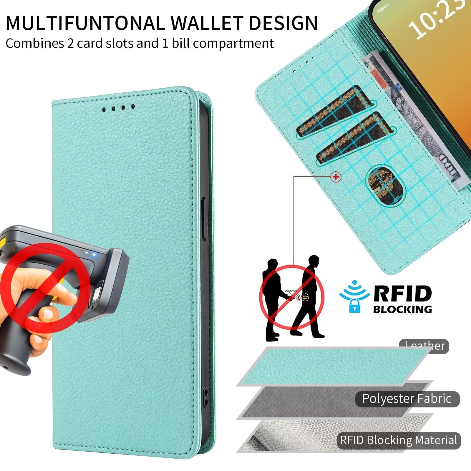 YAGELANG Custodia per OnePlus 11, Premium PU Leather Flip Case con Slot per Schede Cavalletto Magnetico Folio Custodia a Portafoglio per OnePlus 11 2023, Bianco
