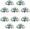 10Pcs Artificial Flower Ball Arrangement, Fake Floral Centerpieces Wedding Roses Bouquet for Parties Valentine's Day Wedding Centerpieces and Home Decor (Blue & White)