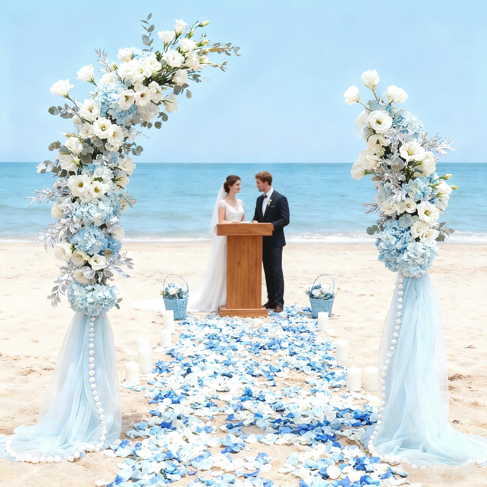 Lot de 2 Arches en Métal Doré(2,3 m/1,9 m), Support de Toile de Fond de Mariage, Arche de Ballon Doré,Arch de Mariage pour Cérémonie, Anniversaire, Fête, Jardin Décoration