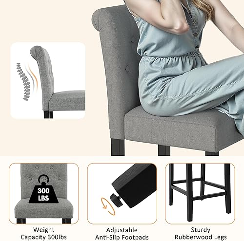 Miniatura 6 de GOTMINSI Taburetes de bar de 24 pulgadas para isla de cocina, juego de 2 taburetes de bar de tela, taburetes de bar tapizados con parte trasera